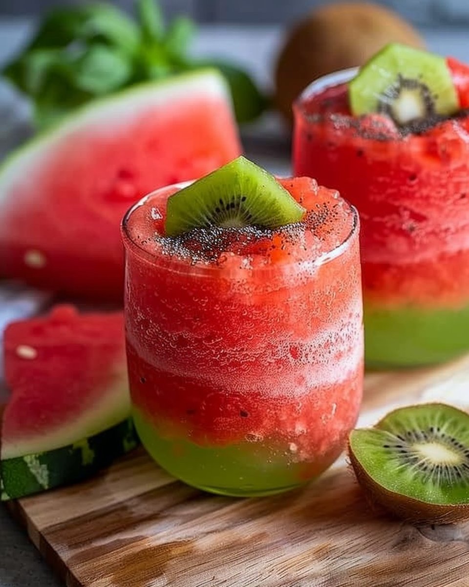 Easy Homemade Kiwi Watermelon Slushie