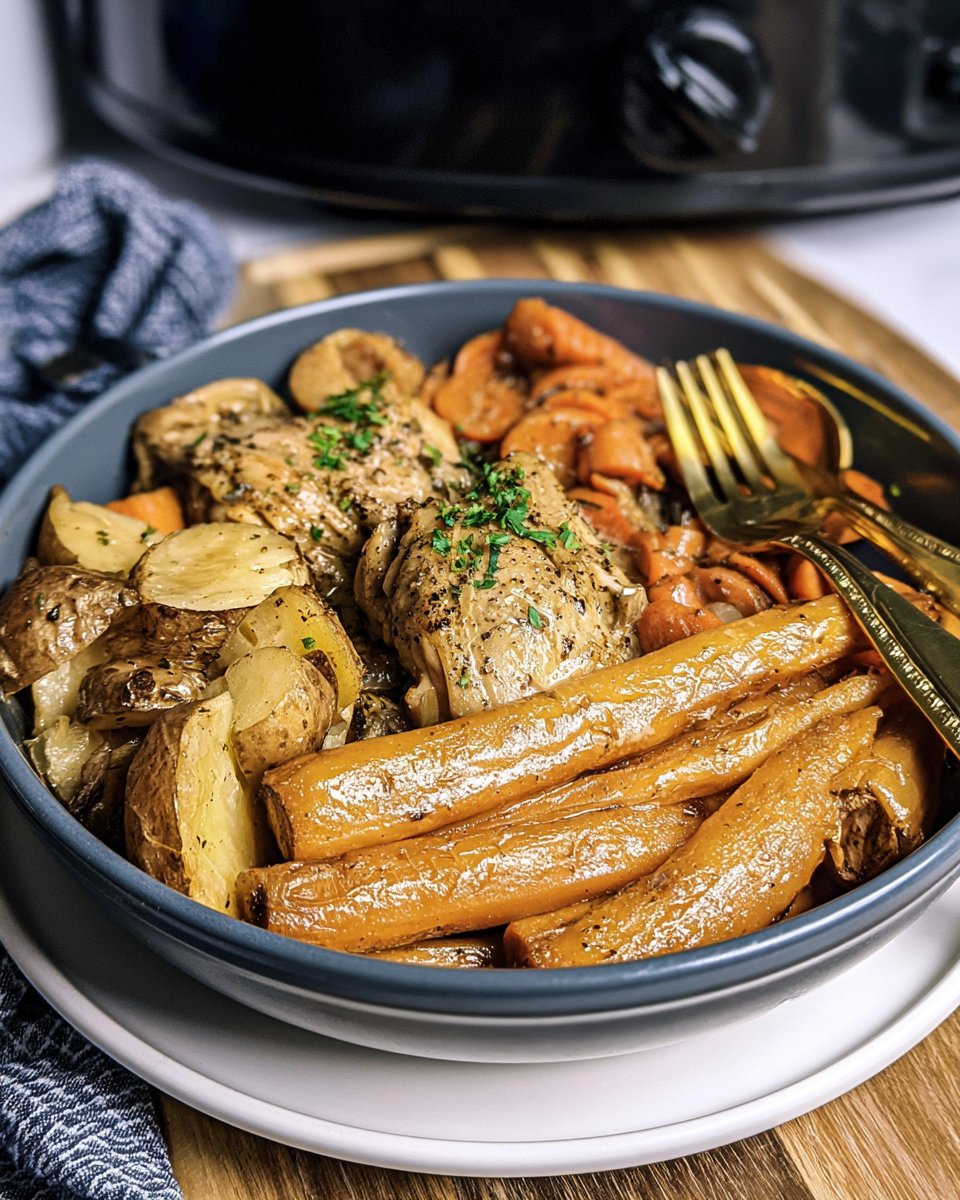 Slow Cooker Garlic Butter Chicken and Veggies