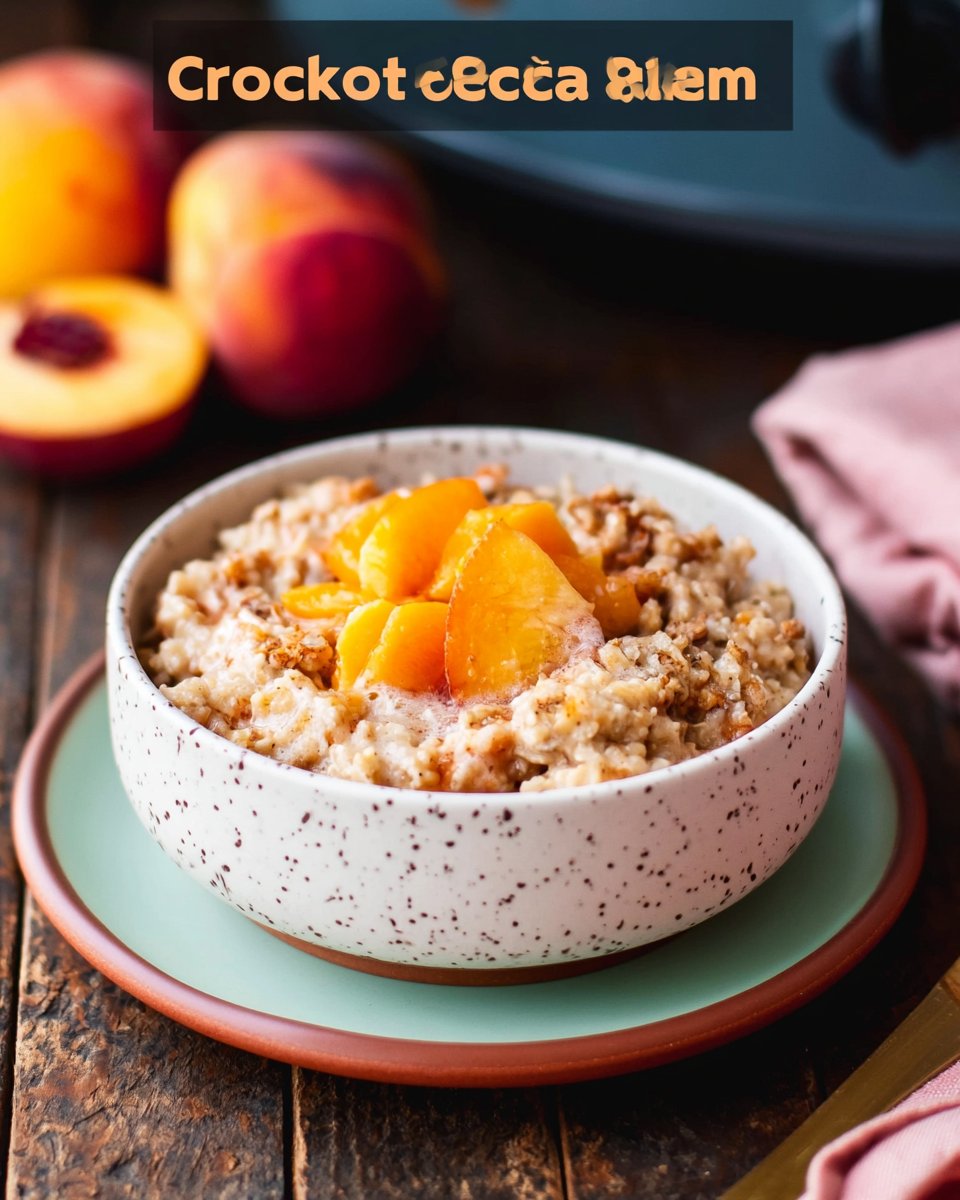 Crockpot Peaches and Cream Oatmeal (Healthy!)