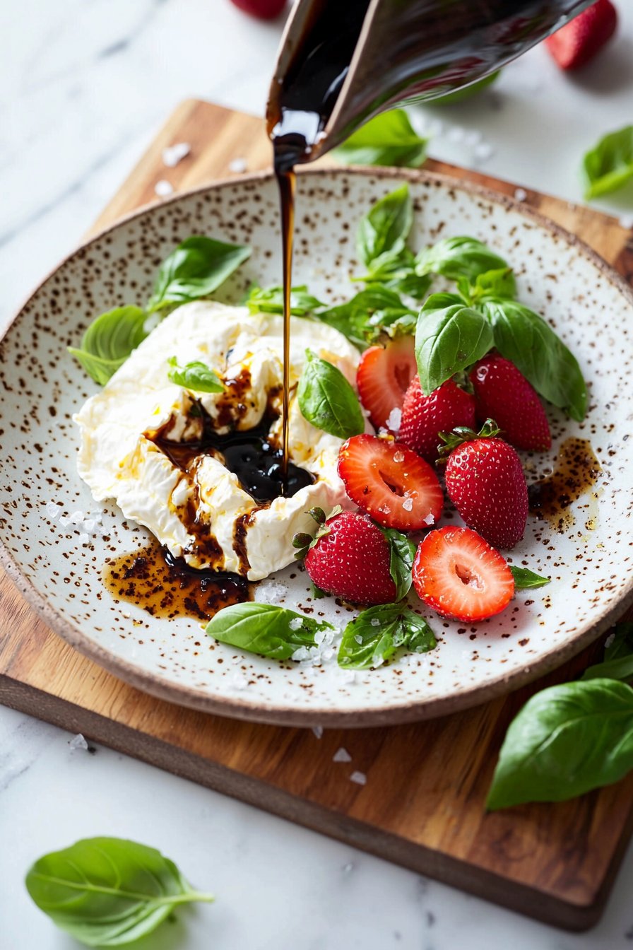Burrata with Balsamic Strawberries and Basil
