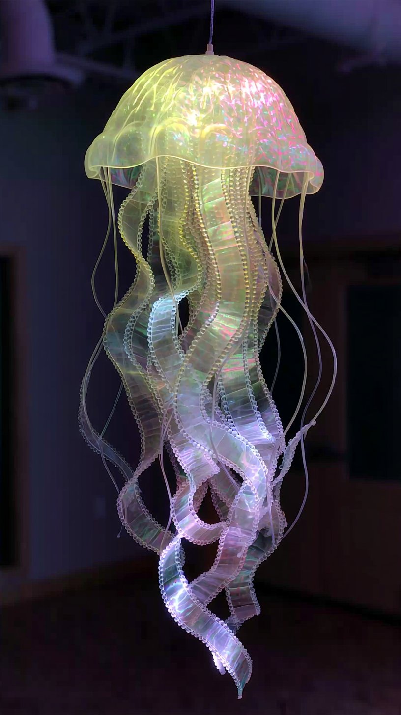 [Video] "Jellyfish Lamp 🪼 #origami #diy #crafts #tutorial #jellyfishlamp" | How to make a jellyfish with your own hands, Jellyfish by hand, Chandelier by hand