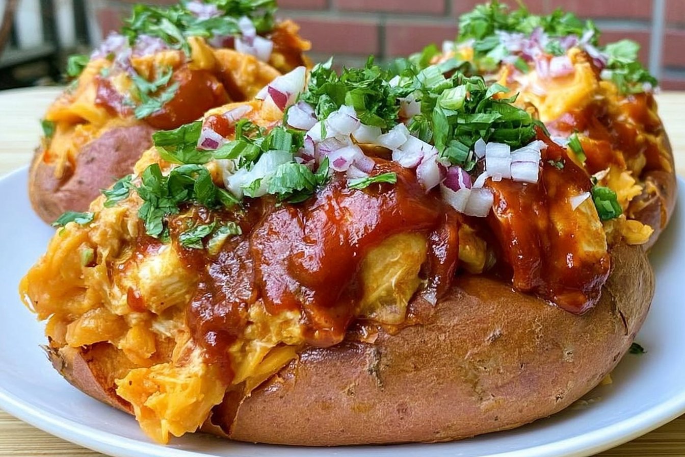 BBQ Chicken Stuffed Sweet Potatoes