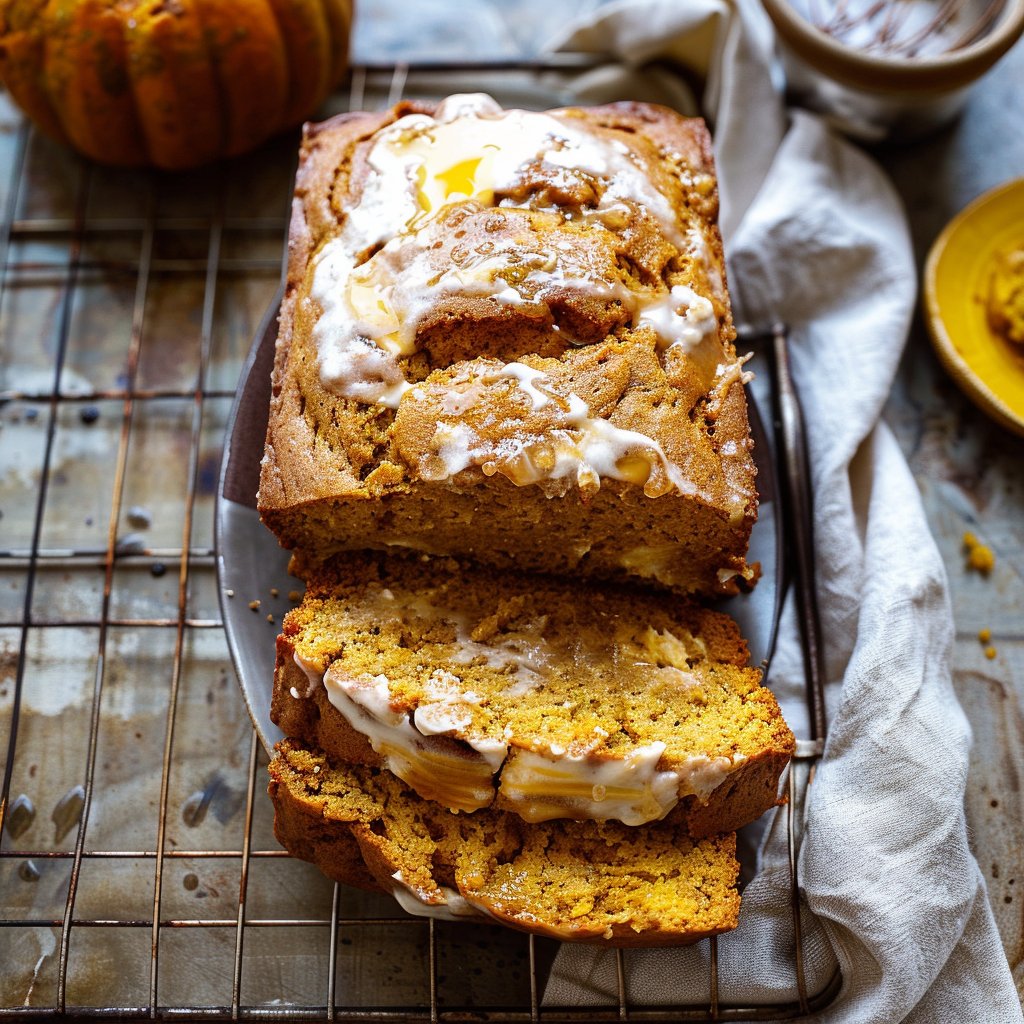 Cream Cheese Swirled Pumpkin Bread with Salted Maple Butter