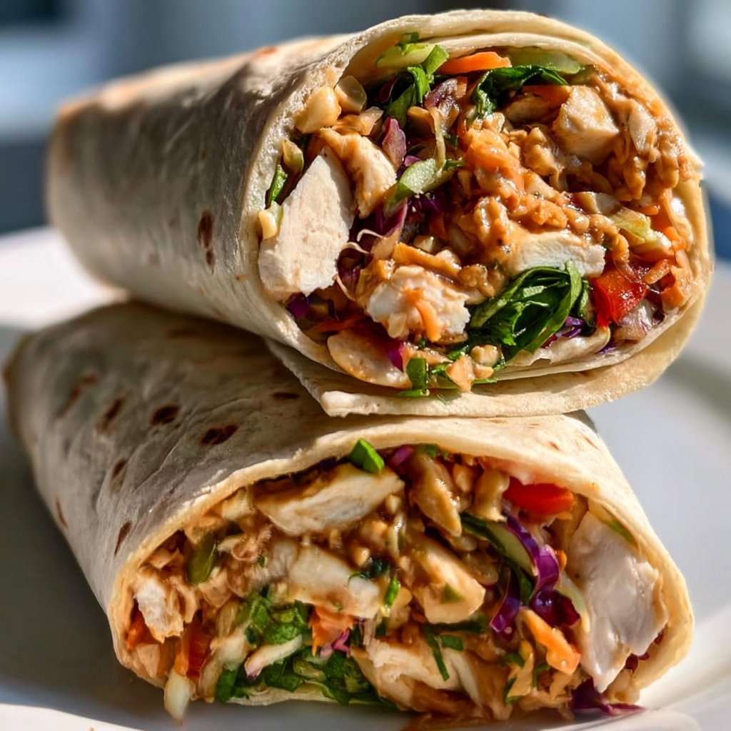 Spiced Peanut Chicken Wraps with Thai-Inspired Flavors