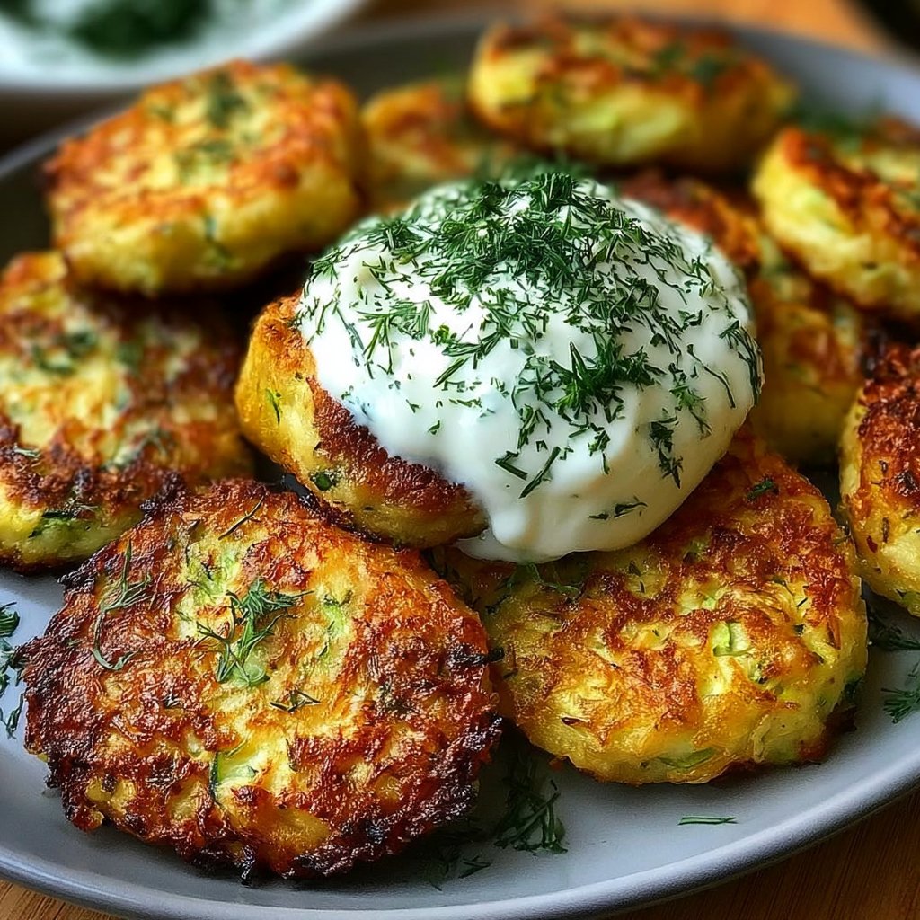 Zucchini-Krapfen mit Knoblauch-Dill-Joghurt-Sauce