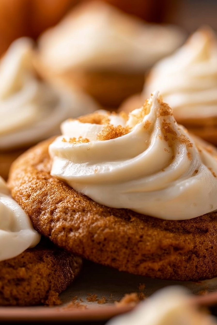 Pumpkin Cookies with Cream Cheese Frosting