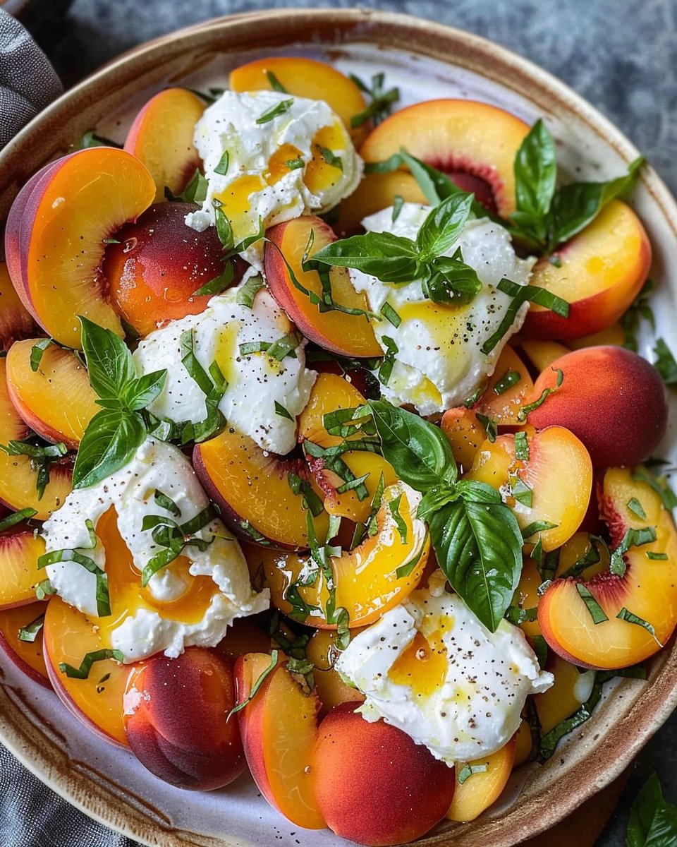 Peach Burrata Salad With Champagne Vinaigrette 