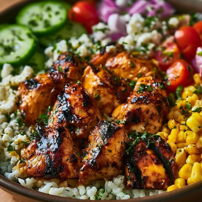 Greek Chicken Souvlaki Bowl