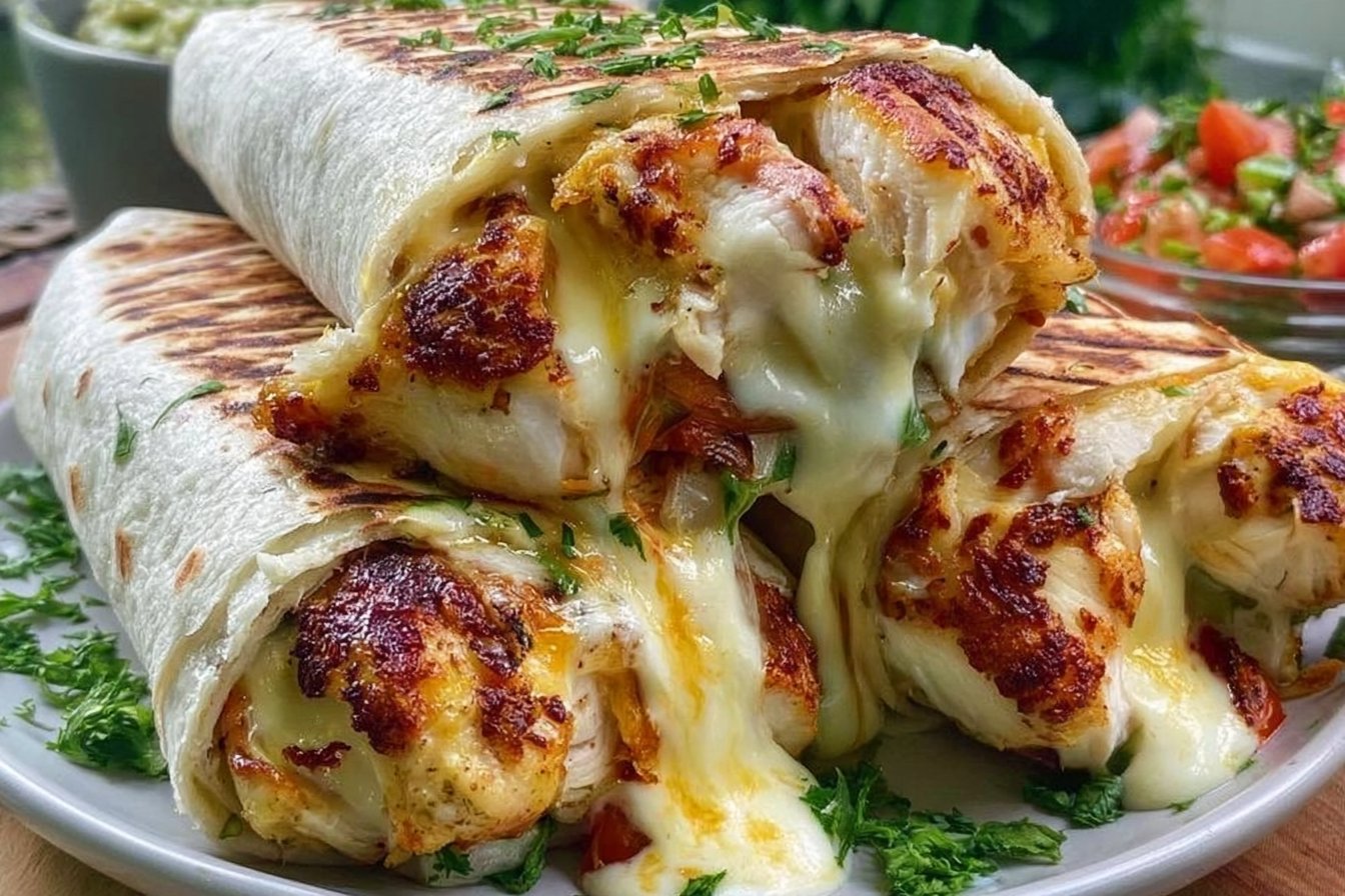 Low Carb Cheesy Garlic Chicken Wraps