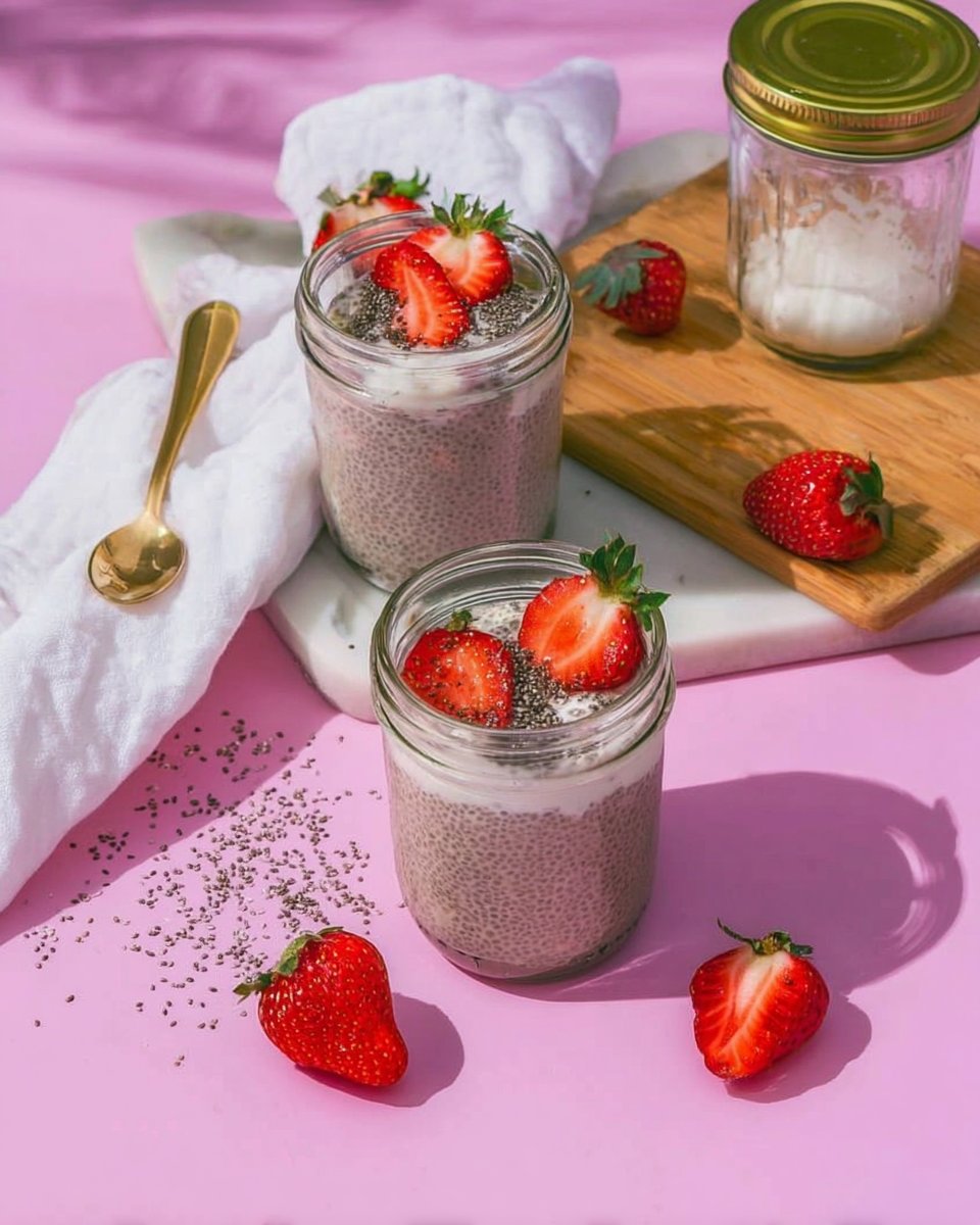 Strawberries and Cream Chia Pudding