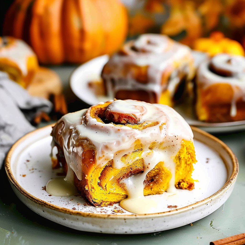 Fluffy Maple Cream Cheese Glazed Pumpkin Cinnamon Rolls