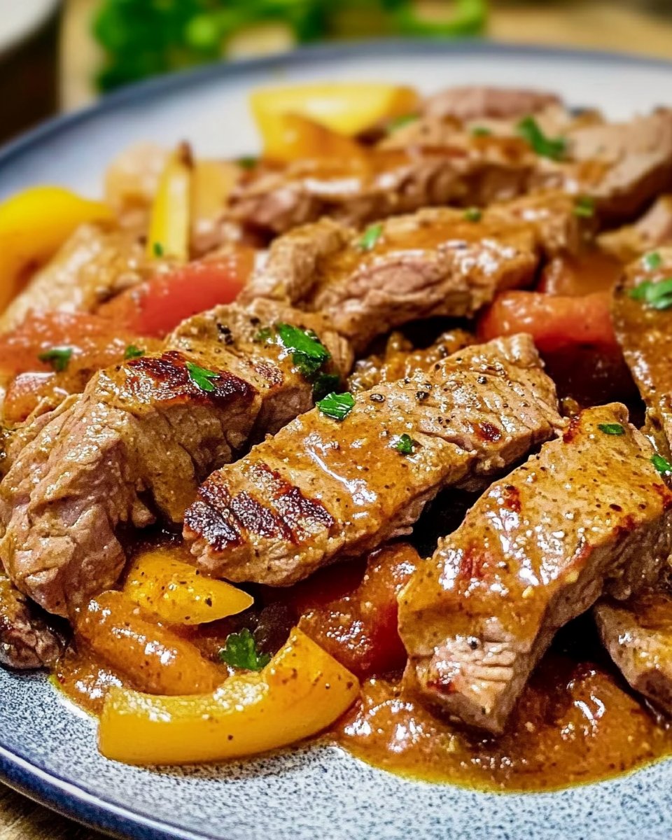 Steak mit Paprika-Senf-Sauce