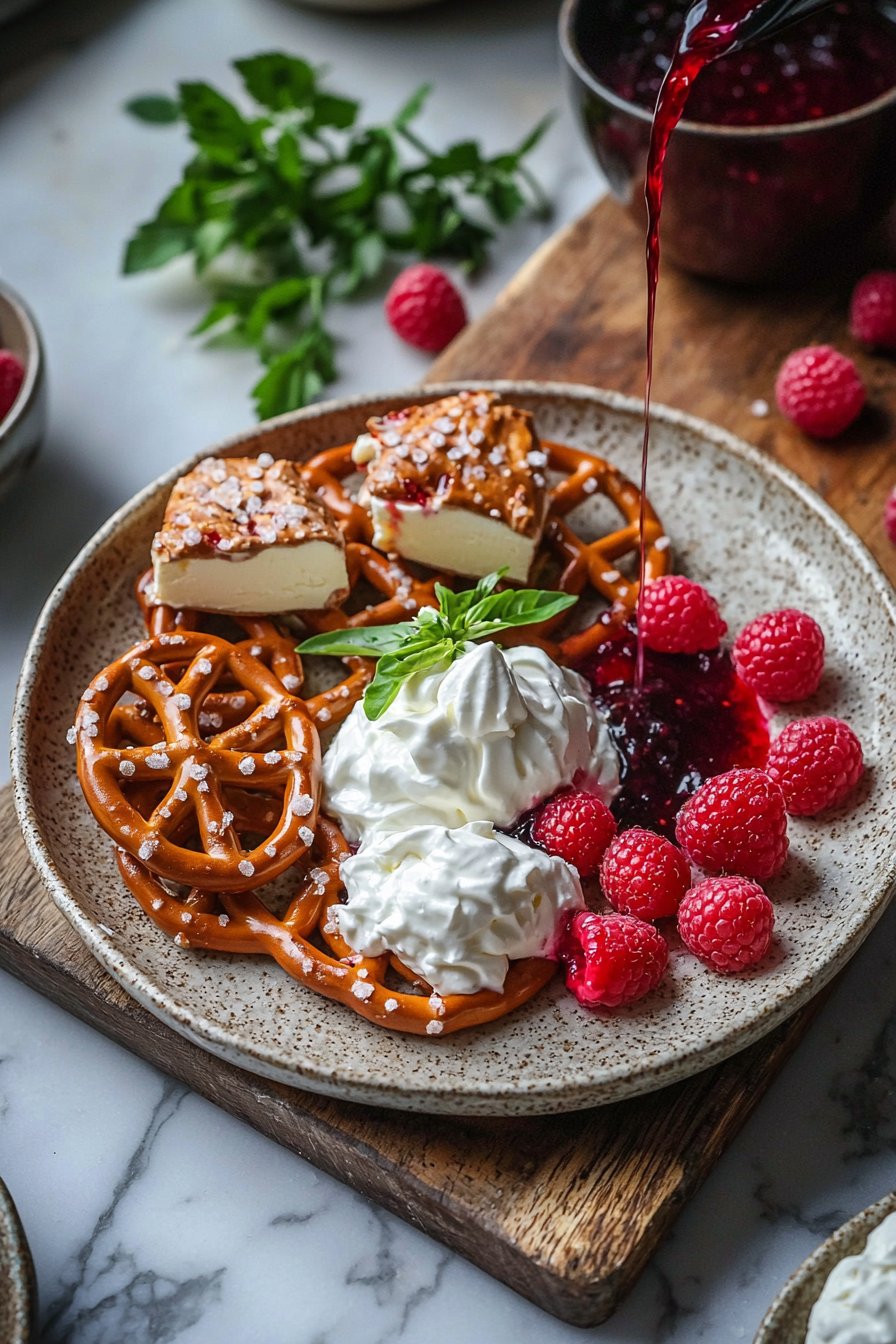 Himbeer-Brezel-Dessert