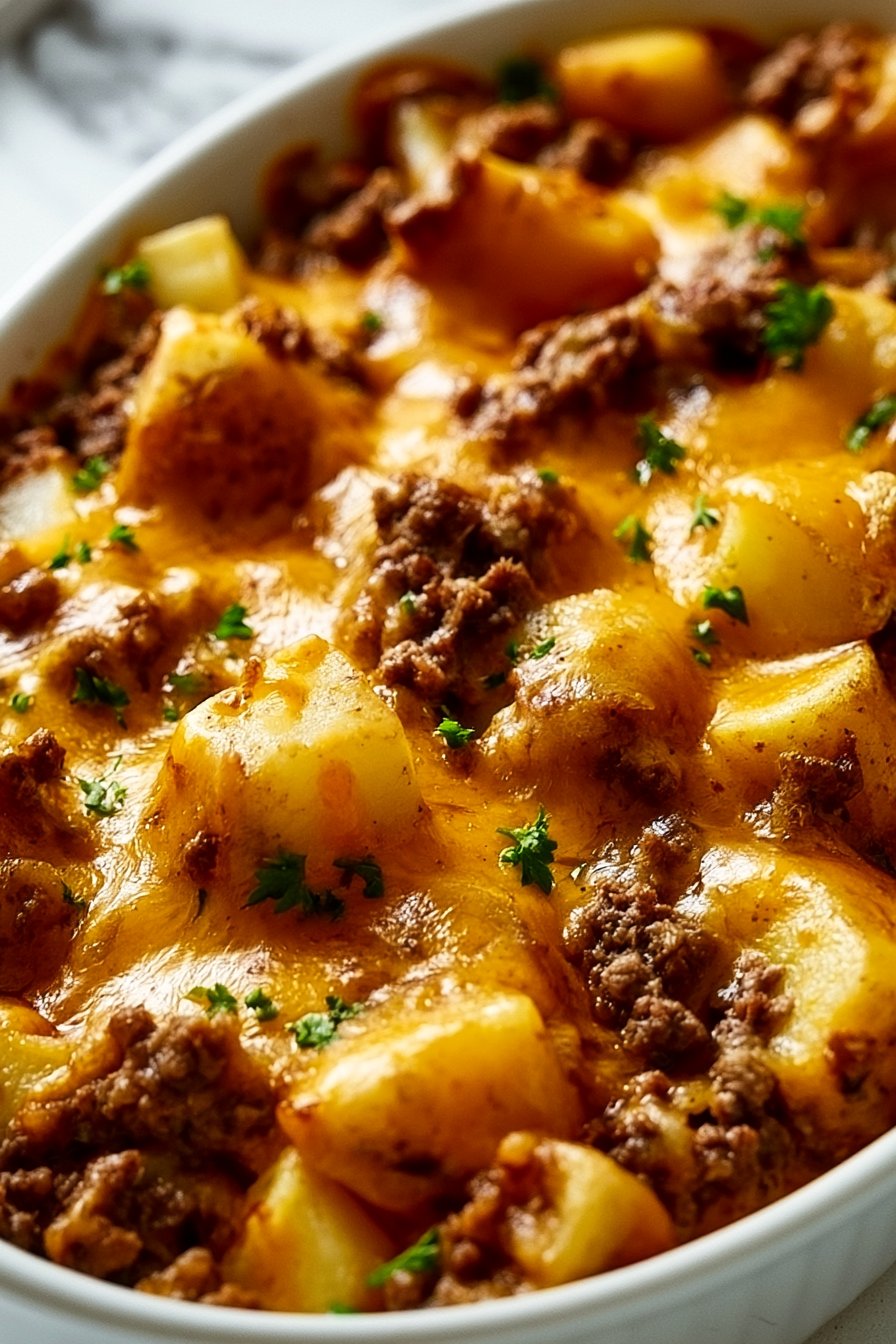 Hobo Casserole with Ground Beef & Potatoes
