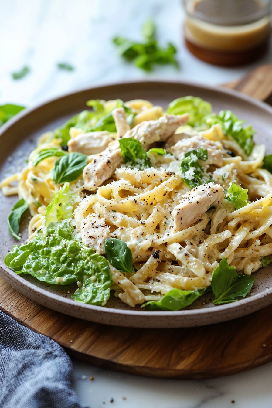 Hähnchen-Caesar-Pasta-Salat