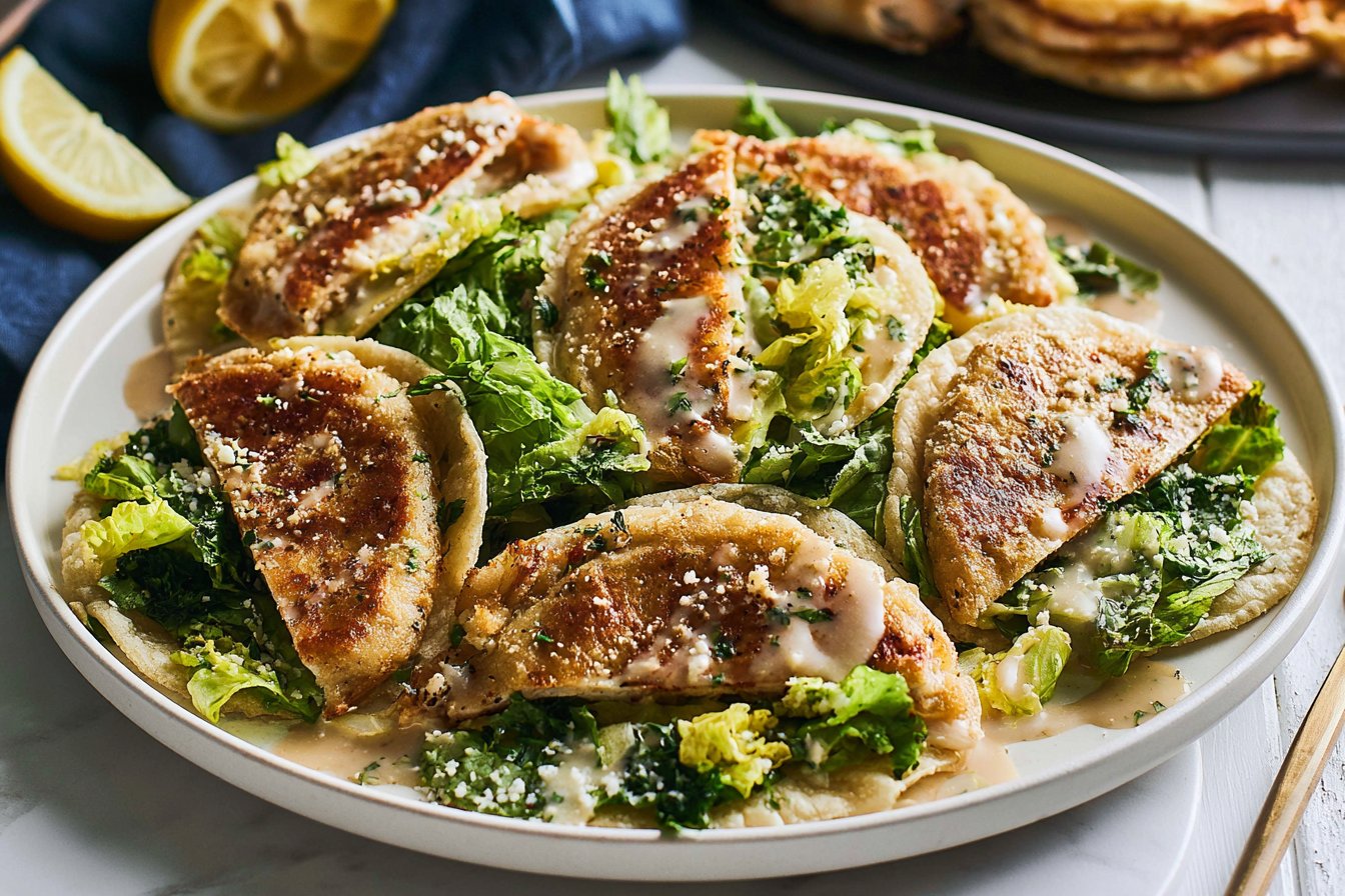 Chicken Caesar Smash Tacos