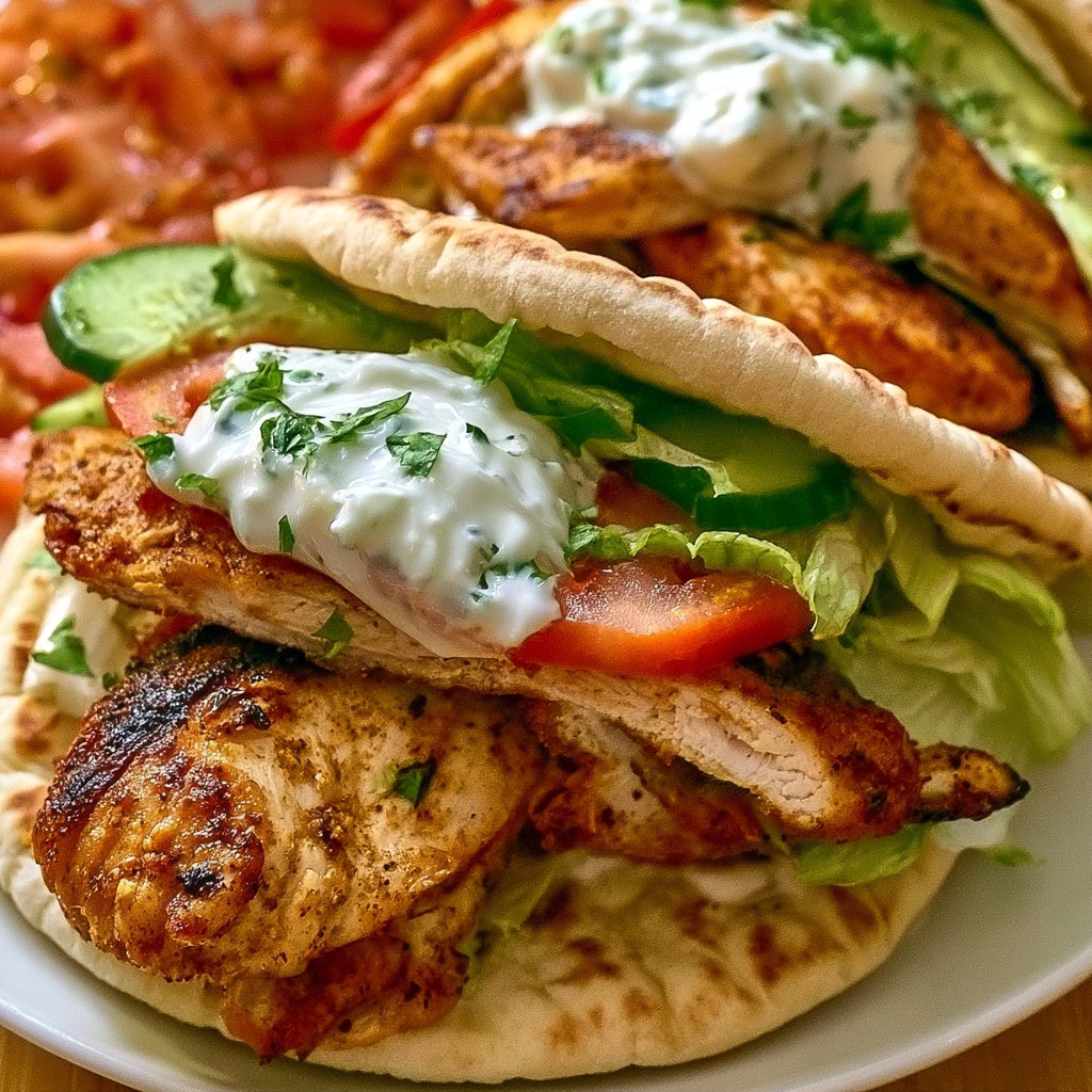 Knusprig gewürztes Hähnchen Pita