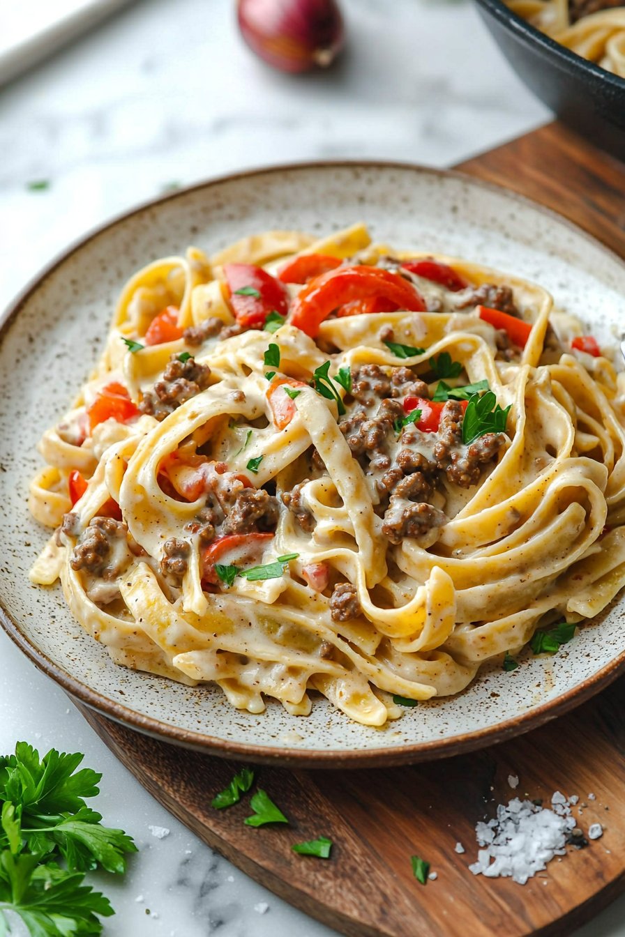 Creamy Cajun Beef Pasta