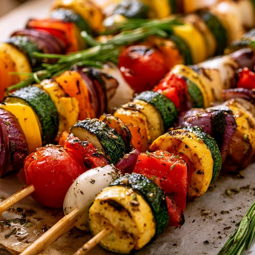 Vegetarische Grillspieße – einfach & bunt