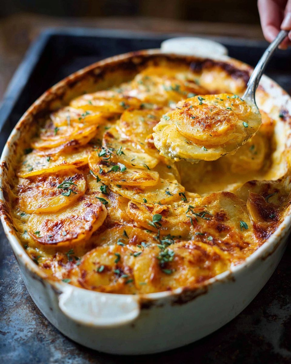 Creamy Pumpkin and Cheddar Scalloped Potatoes