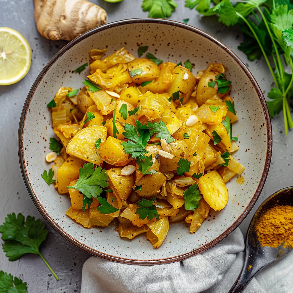 One Pan Turmeric Cabbage and Potatoes