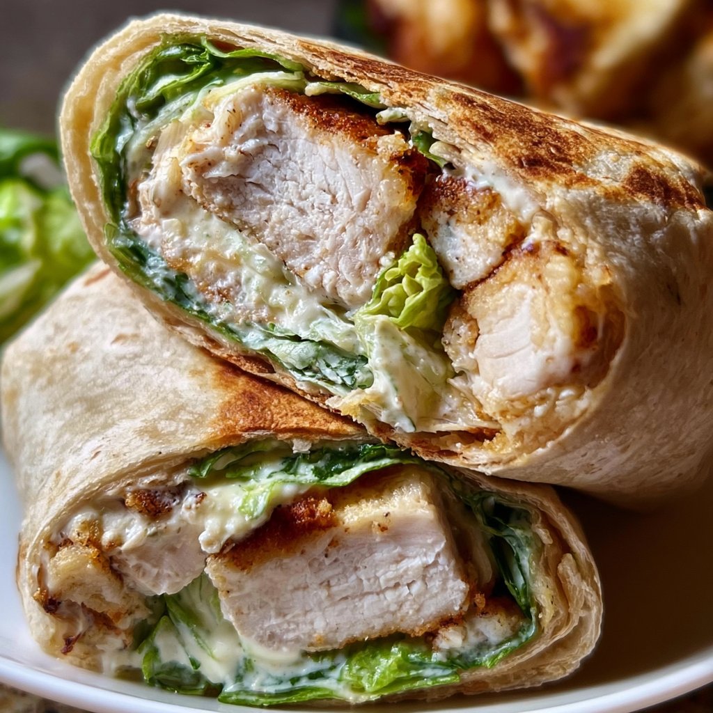 Golden-Crusted Crispy Chicken Caesar Wraps with Creamy Dressing