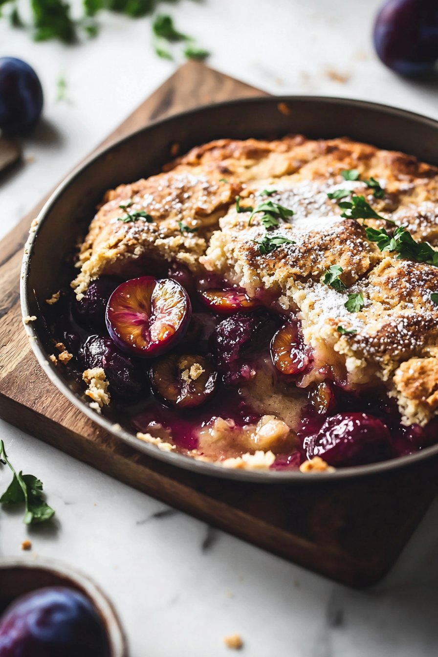 Easy Skillet Plum Cobbler