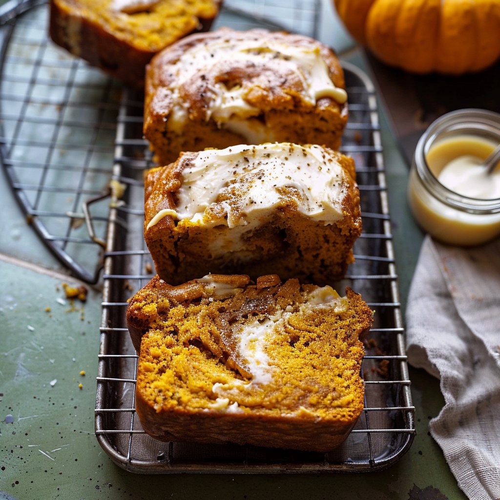 Cream Cheese Swirled Pumpkin Bread with Salted Maple Butter