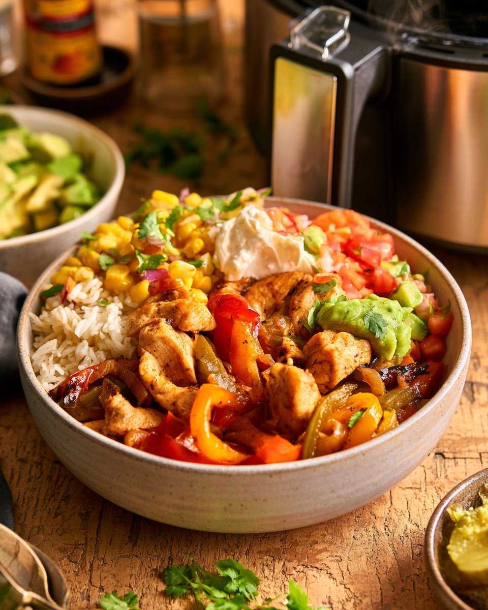Air Fryer Chicken Fajita Bowls