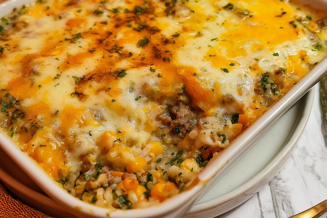 Cheesy Hamburger Rice Casserole