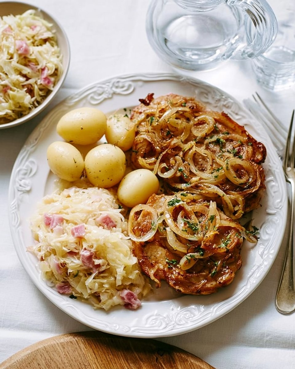Schweinesteak mit Sahne-Speck-Kohl