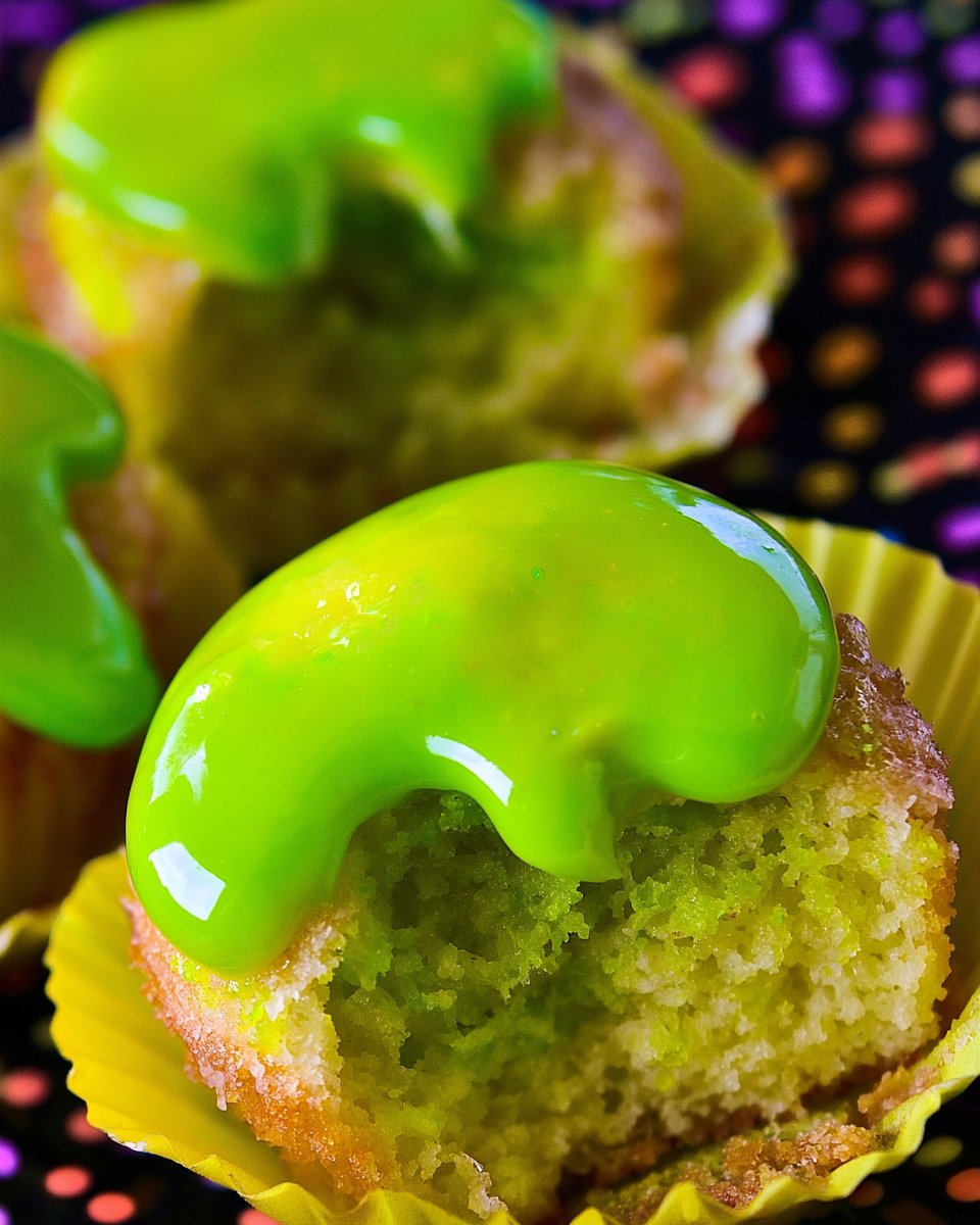 Slime Filled Coconut Lime Halloween Cupcakes