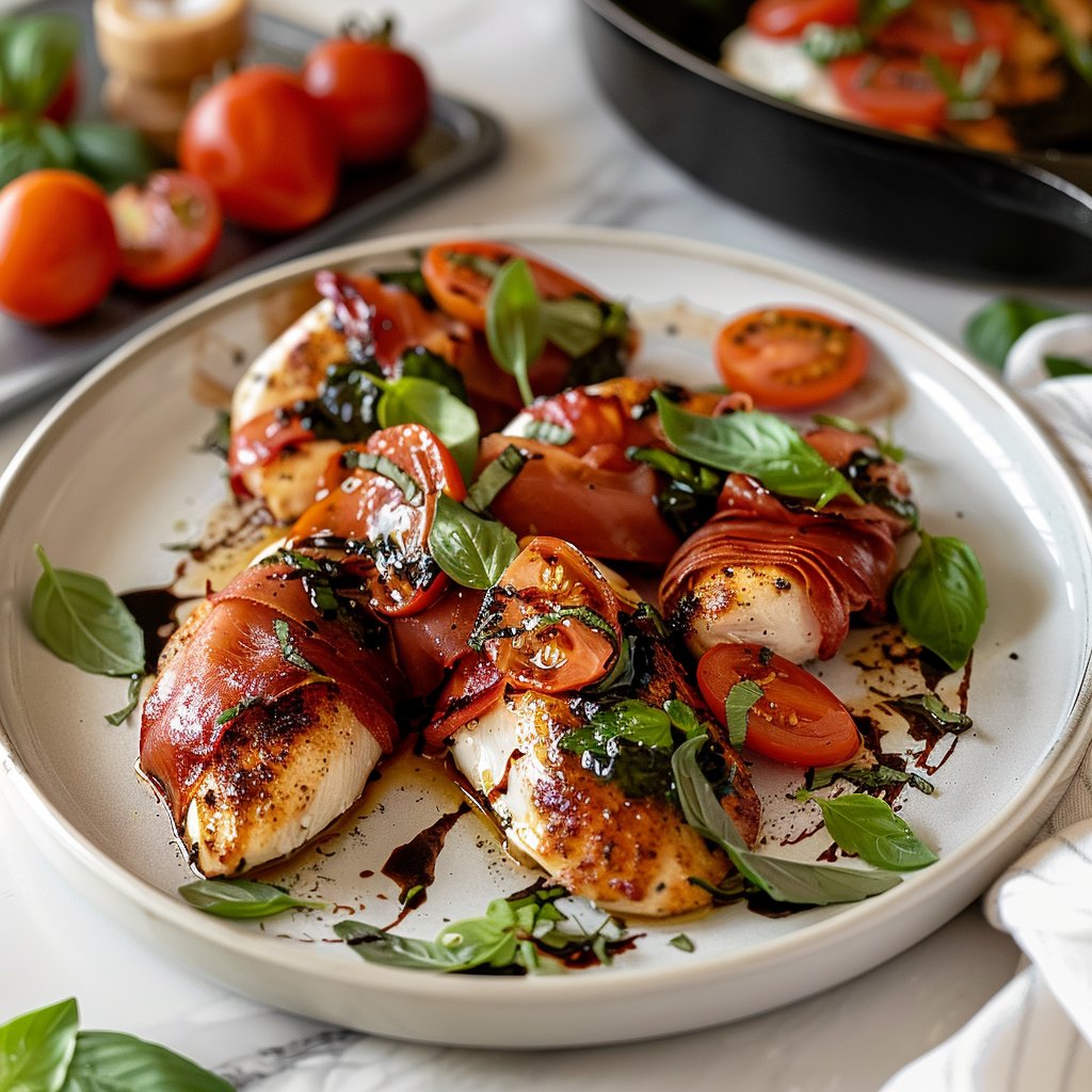 Prosciutto Wrapped Caprese Chicken