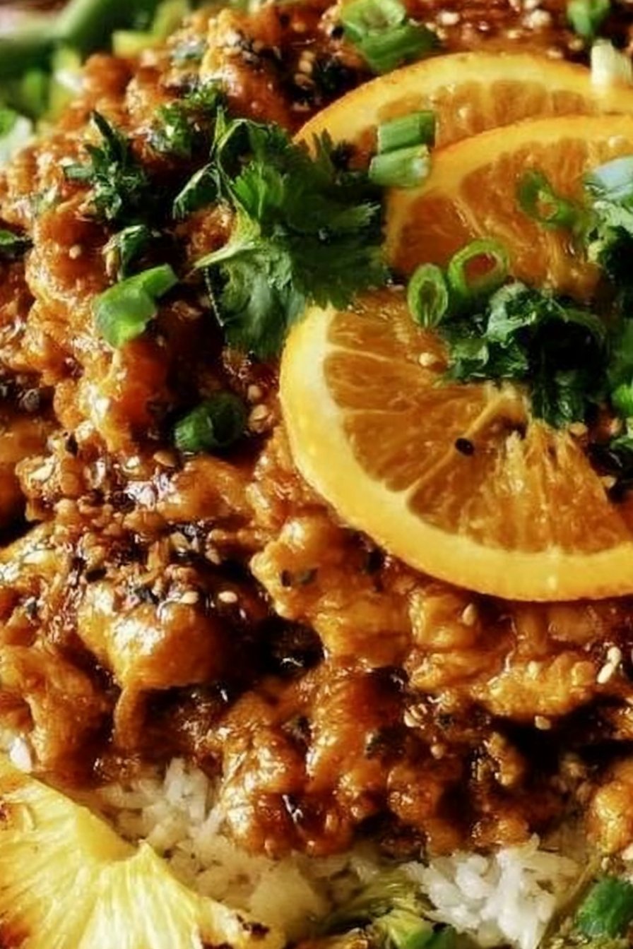 Vegan Orange Chicken and Rice
