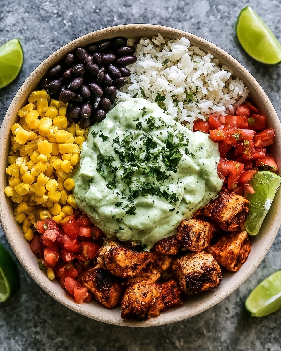 Hohe Protein Hühnchen Burrito Schüssel