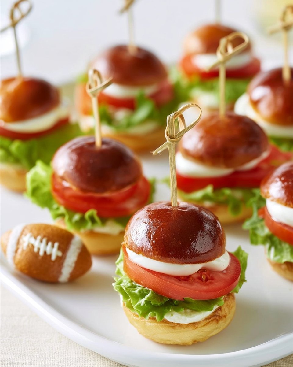 Mini-Sandwich-Bites aus Brezelbissen sind eine witzige Ergänzung zu Ihrem Snack-Angebot beim Tailgating. nicht nur sind diese ti…