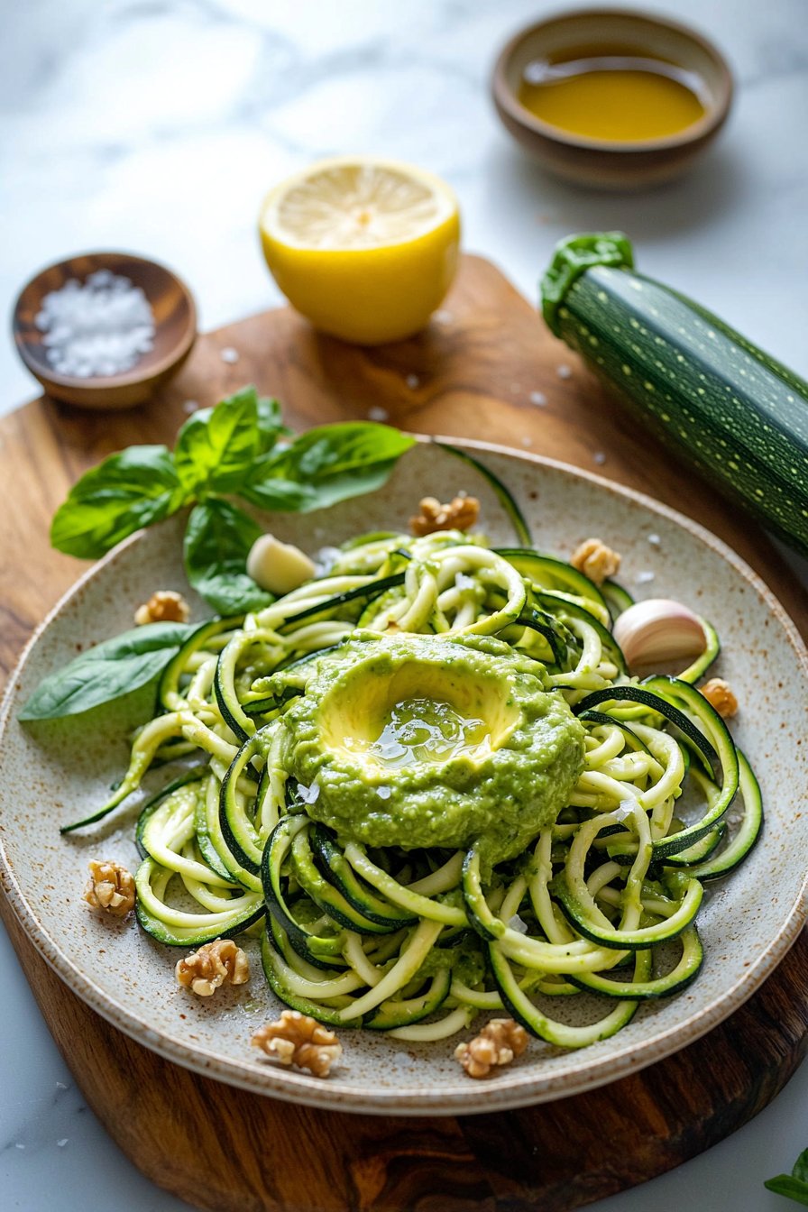 Cremige Avocado-Pesto-Zucchini-Nudeln