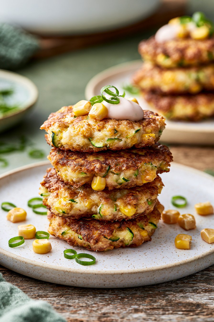 Cheesy Zucchini and Corn Fritters
