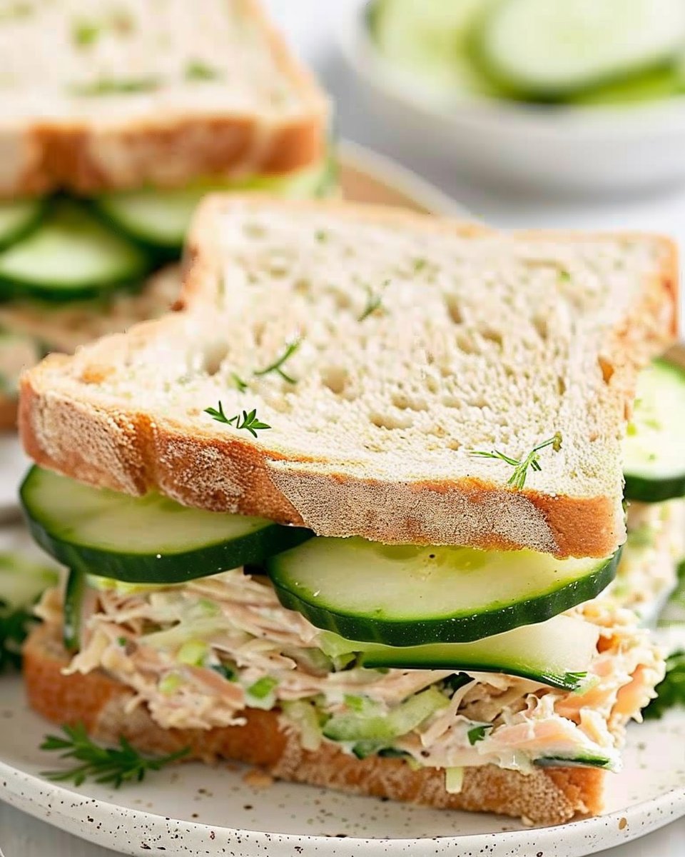 Tuna Sandwich with Fresh Tomato Slices | What to serve with cucumber sandwiches, What goes with cucumber sandwiches, How to make cucumber sandwiches