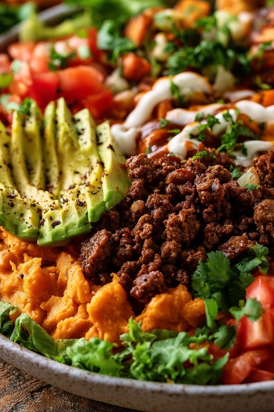Sweet Potato Taco Bowl With Savory Ground Beef