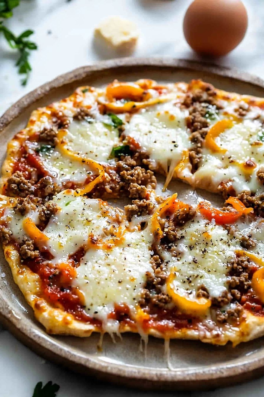 Keto Ground Chicken Pizza Crust