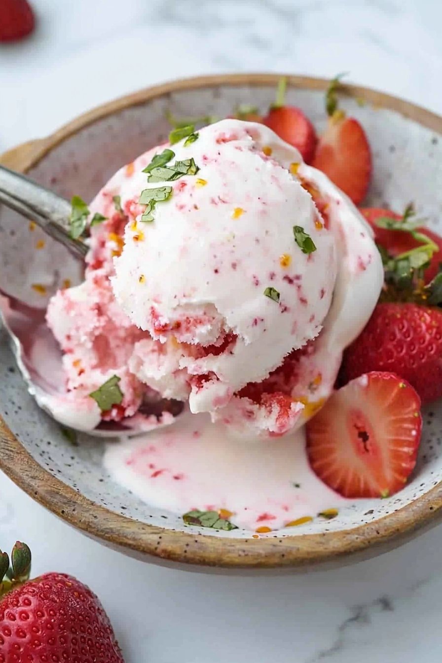 Easy Greek Yogurt Strawberry Ice Cream