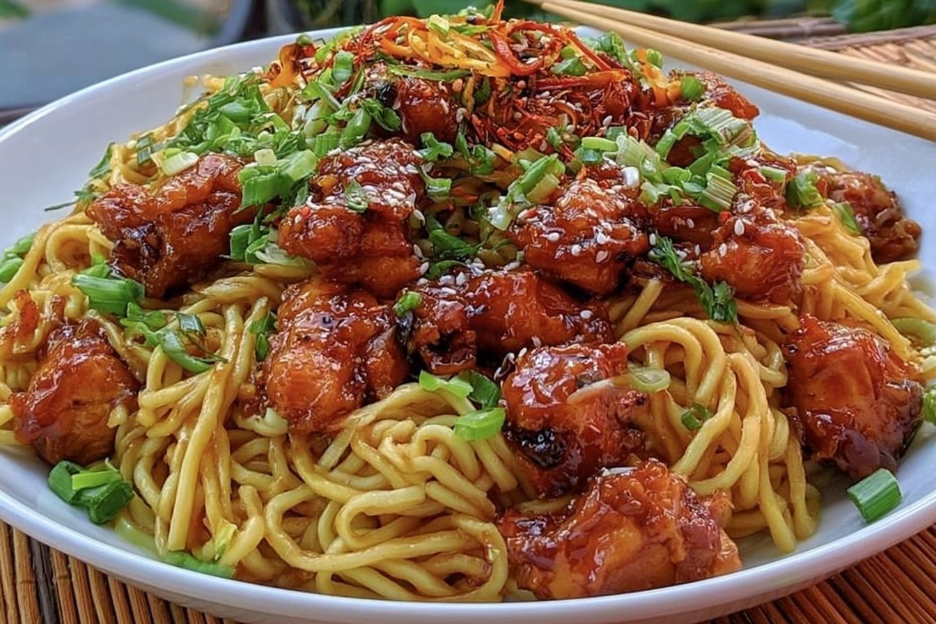 Sticky Garlic Chicken Noodles Quick Easy Ready in 30 Minutes
