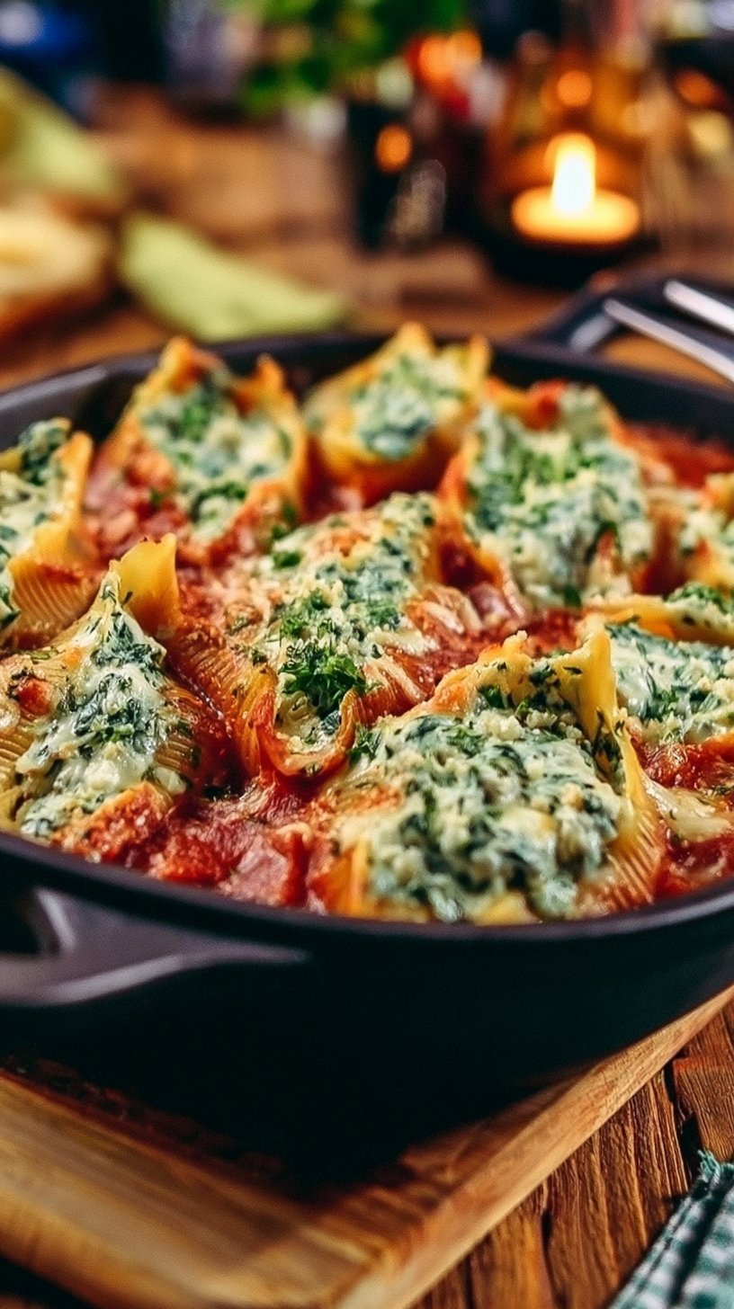 Gefüllte Muschelnudeln mit Ricotta und Spinat
