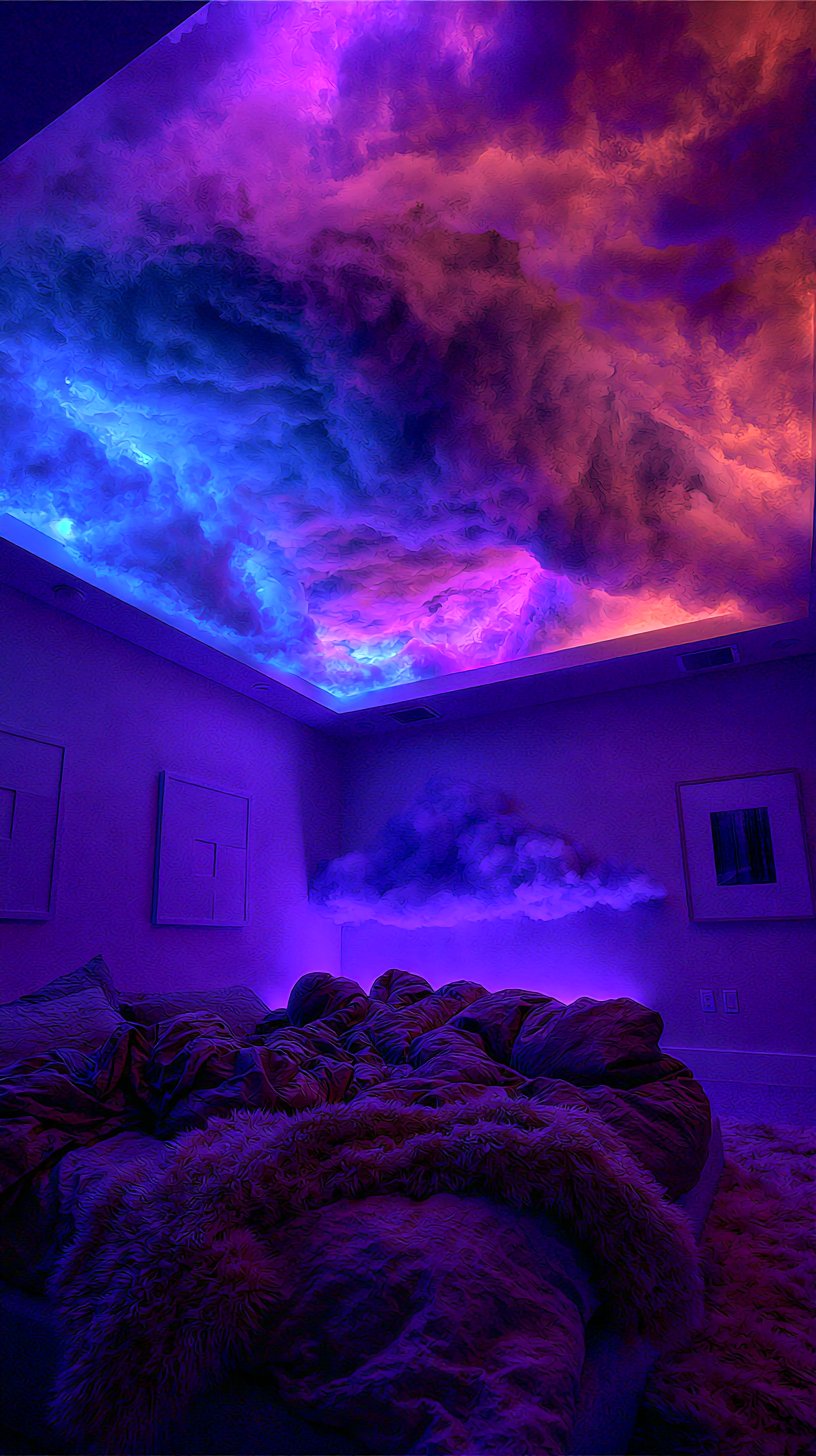 DIY Cloud Ceiling Room Setup | LED Strip Lighting, Storm Aesthetic, Cozy Vibes