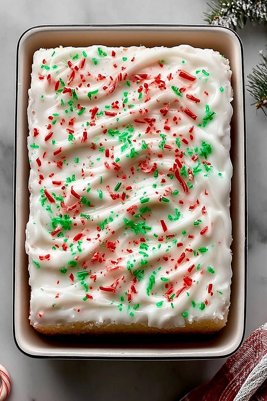 Simple Christmas Jello Poke Cake