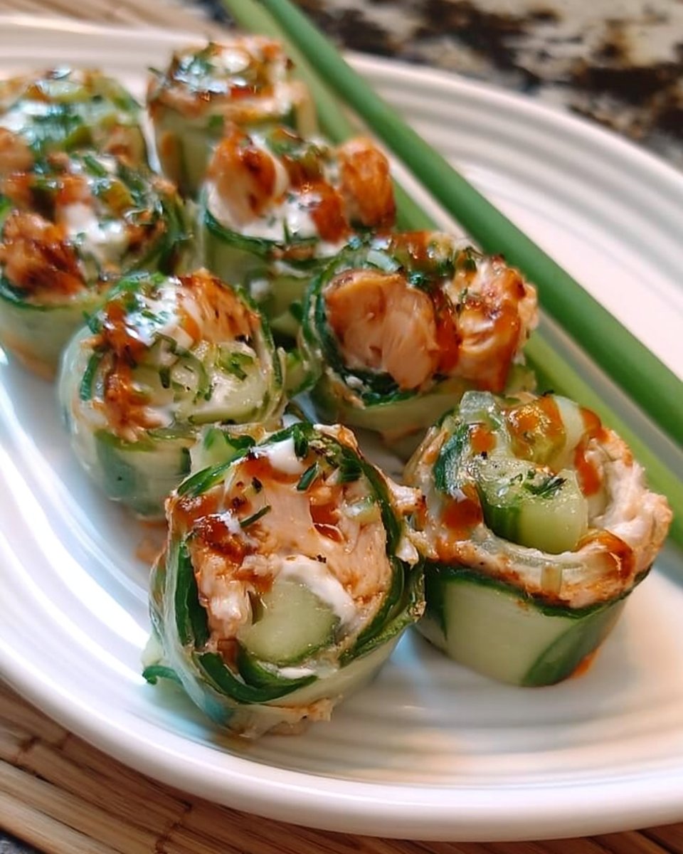Buffalo Chicken Cucumber Rolls Recipe