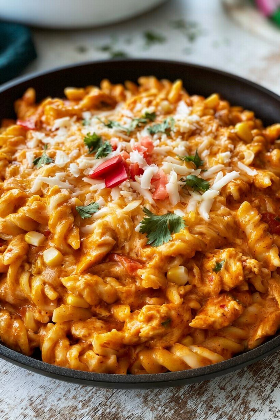 One Pan Chicken Enchilada Pasta