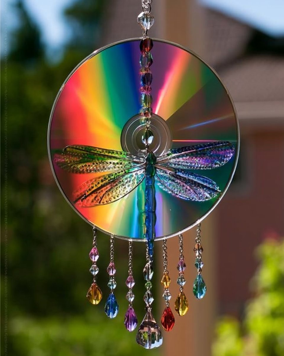 Create Sparkling Rainbow Dragonflies with Recycled CDs - Easy DIY Sun Catcher!