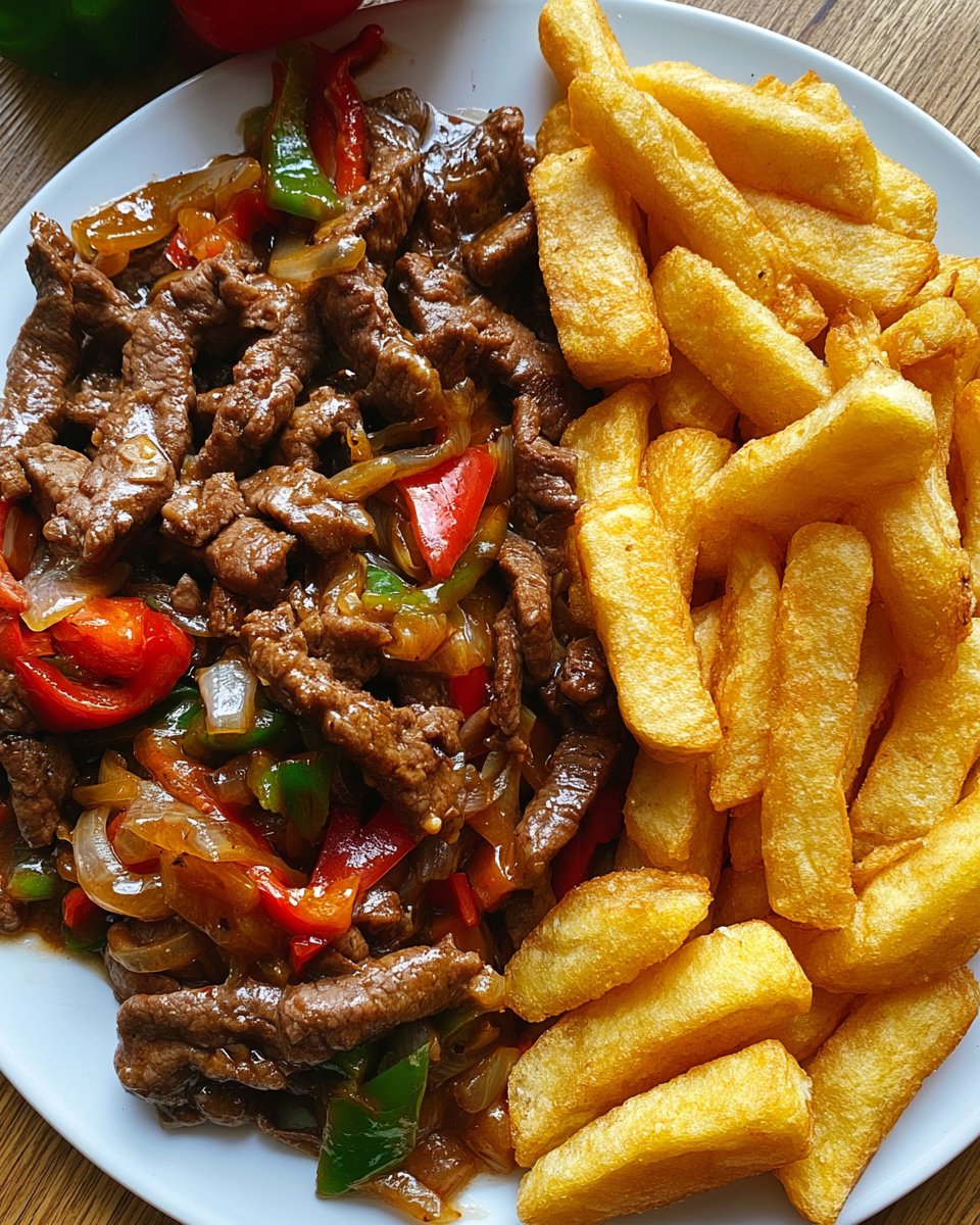 Pepper Steak Stir-Fry with Crispy French Fries